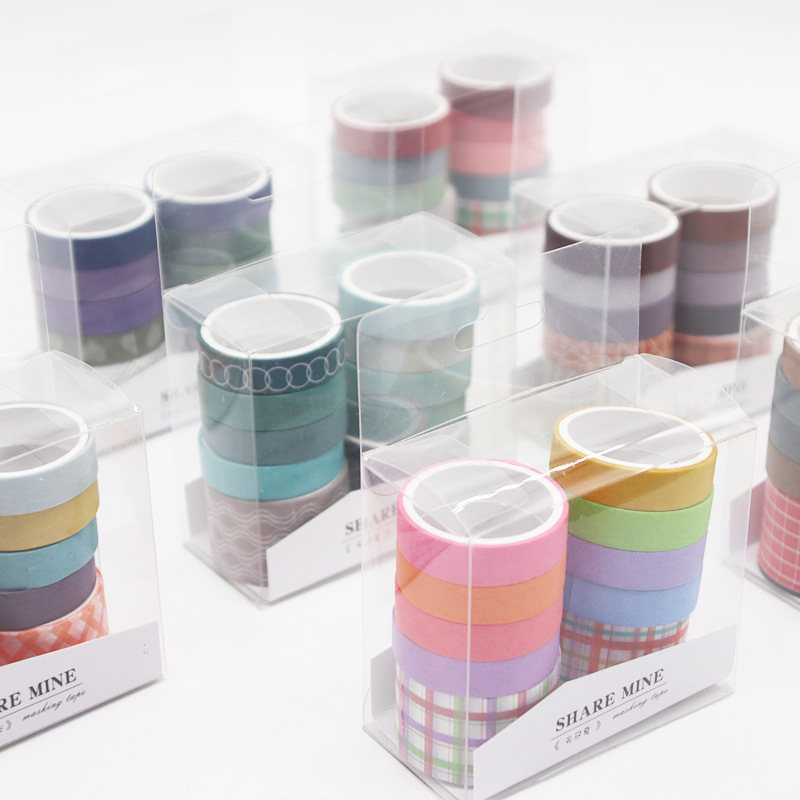 New solid color salt system and paper tape 10 rolls suit student basic diary hand account material diy decorative stickers