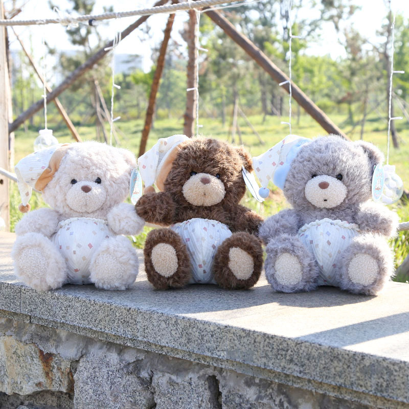 Set of Plush Toys: Teddy Bear Hat, Cuddle Bear, Children's Comfort Doll, Stuffed Toy, Bedside Decoration