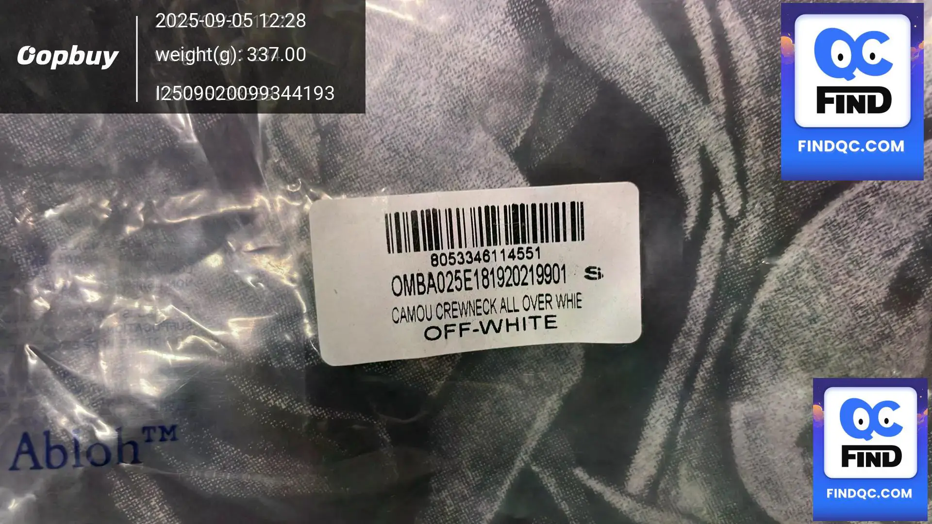 OFF-WHITE Camou Crewneck All Over White T-Shirt