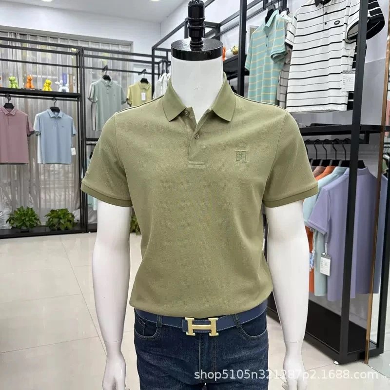 Solid color lapel business casual fashion base shirt for young and middle-aged men