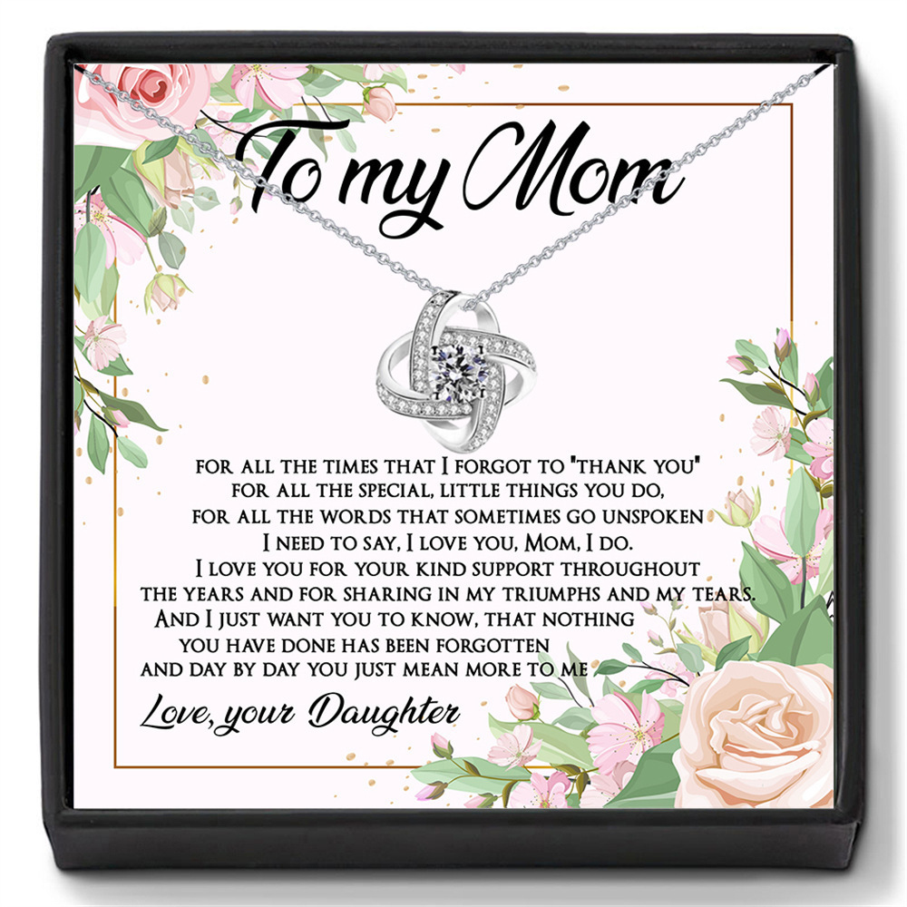 Cross-border explosions fashion simple lucky four-leaf clover necklace with card box To My Mom ladies chain