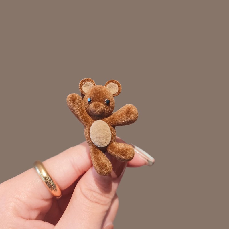 Autumn and Winter Flocked Waving Bear Side Hairpin Hair Accessory Rack Exquisite Small Side Hair Clip Duckbill Clip Bobby Pin