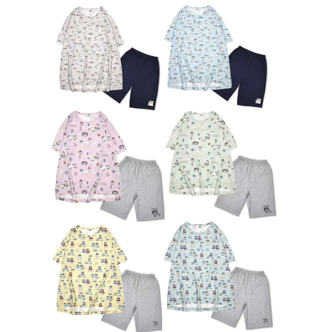 Japanese kusuguru Full Print Cat Fadou Short Sleeve Pants Home Clothes Pajamas suit Two-Piece Set 323