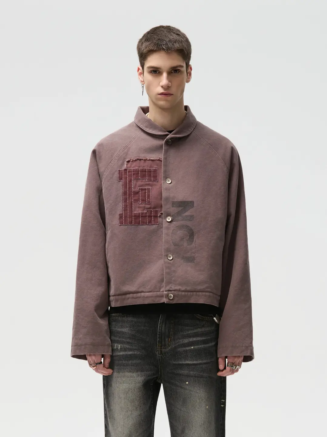 CENSMADE Detroit workwear jacket washed with gradient adhesive beads canvas Boxy short width thick cotton coat jacket