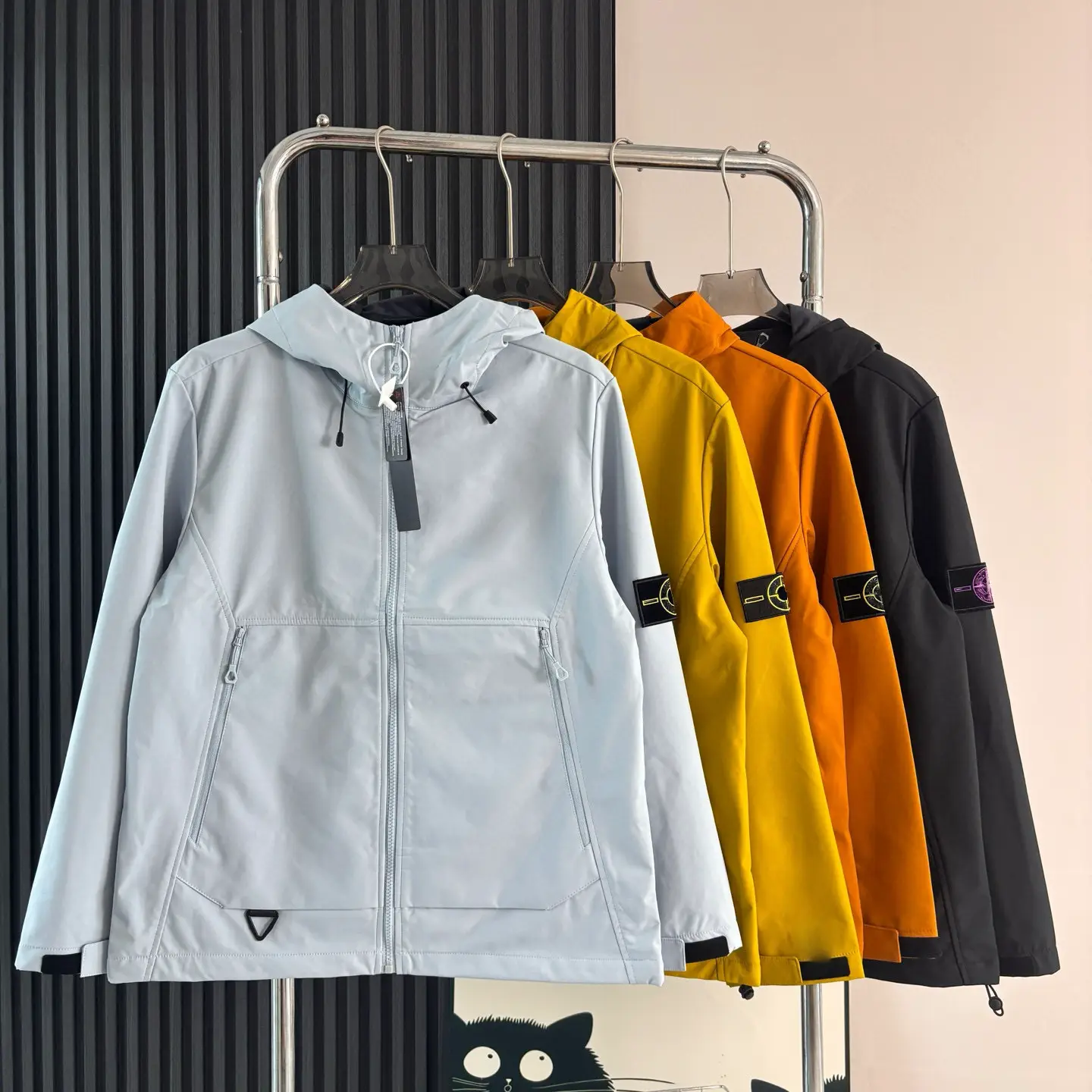 25 Winter New Trendy Brand Stone Home Outdoor Windproof Multi-Zipper Softshell Jacket Coat