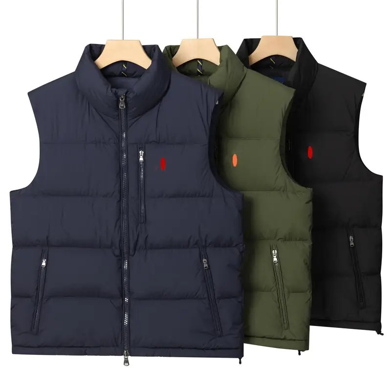 Men's Stand-Up Collar down Vest Thick Warm Solid Color Vest Jacket Men's Autumn and Winter Zipper Sleeveless down Jacket