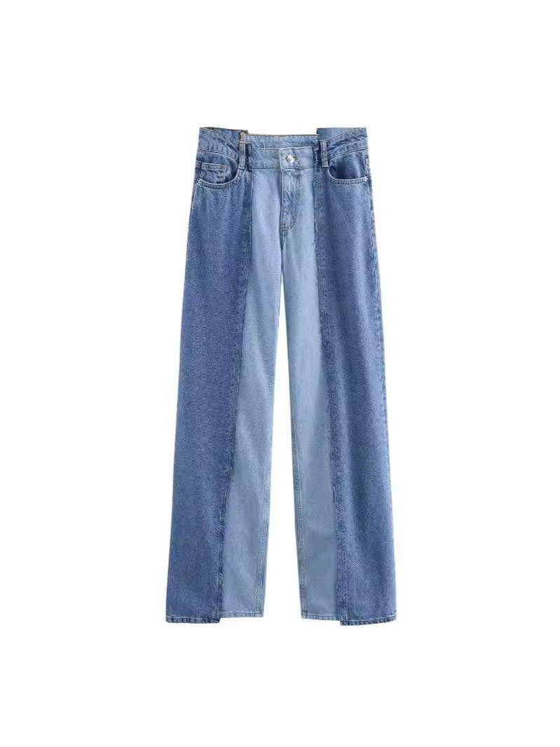 Zatrax-2024 Spring and Summer European and American Style Women's Patchwork Loose Wide Leg All-match Jeans