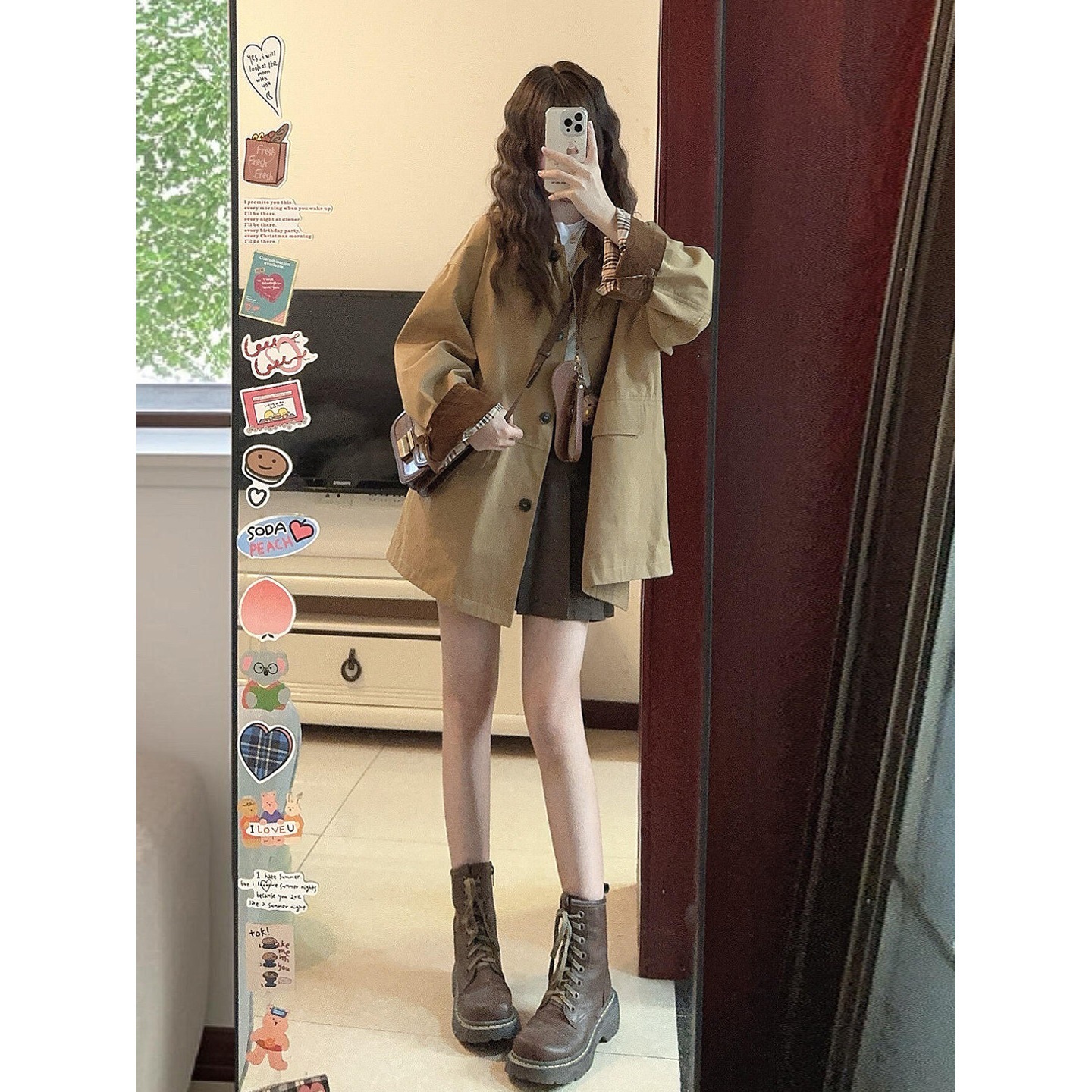 2026 New Khaki Mid-Length Trench Coat for Women, Very Stylish, This Year's Trendy Hot Item for Petite Figures, Korean Style