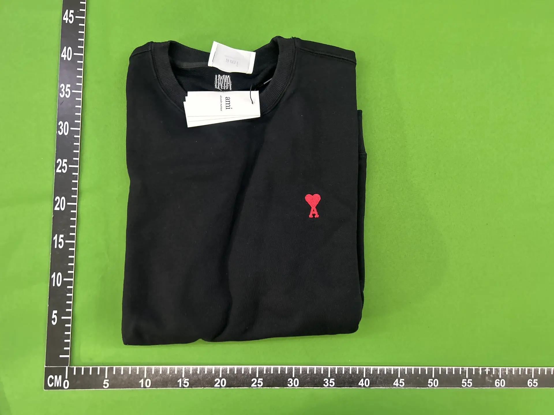 AMI Paris Black Sweatshirt with Red Heart Logo