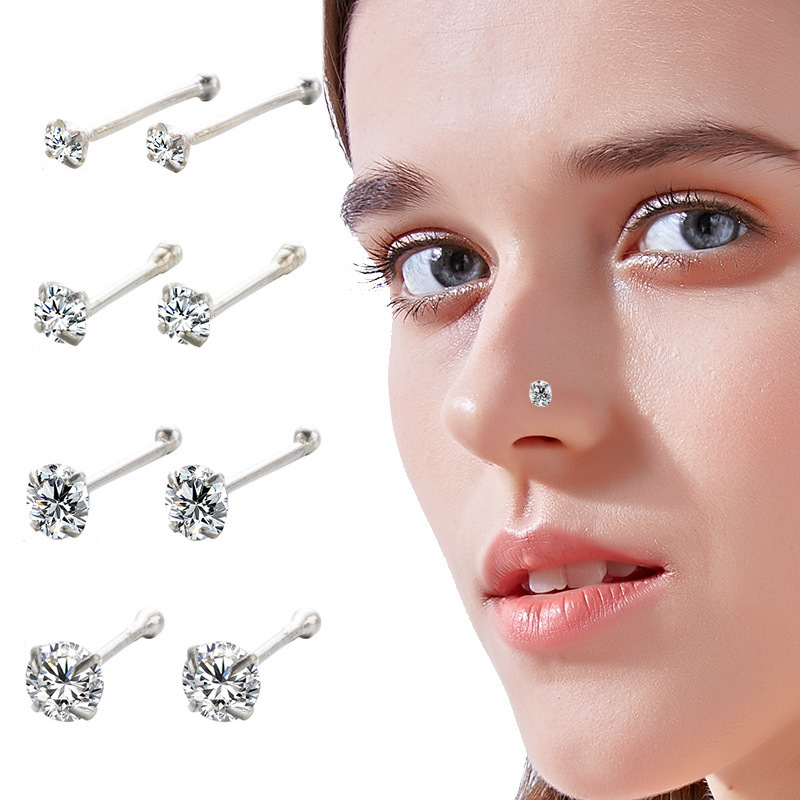Authentic S925 Sterling Silver Nose Stud Piercing Ring European and American Jewelry Body Piercing Jewelry Cross-Border Hot Wholesale