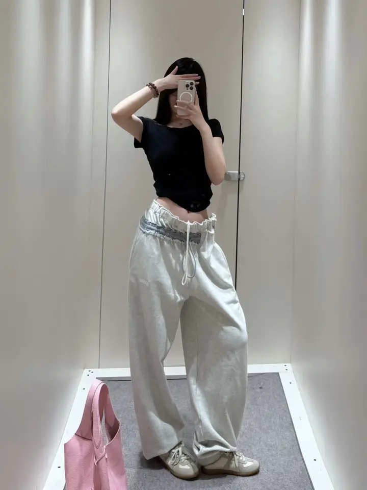 Magliano 24Fw Double Waist Irregular Structure Sports Pants High Waist Elastic Drawstring Design Same Style for Men and Women