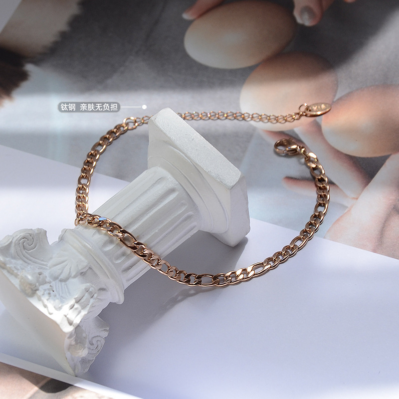 Street style heavy retro feeling ins trendy simple temperament chain anklet jewelry titanium steel fashion Joker wholesale