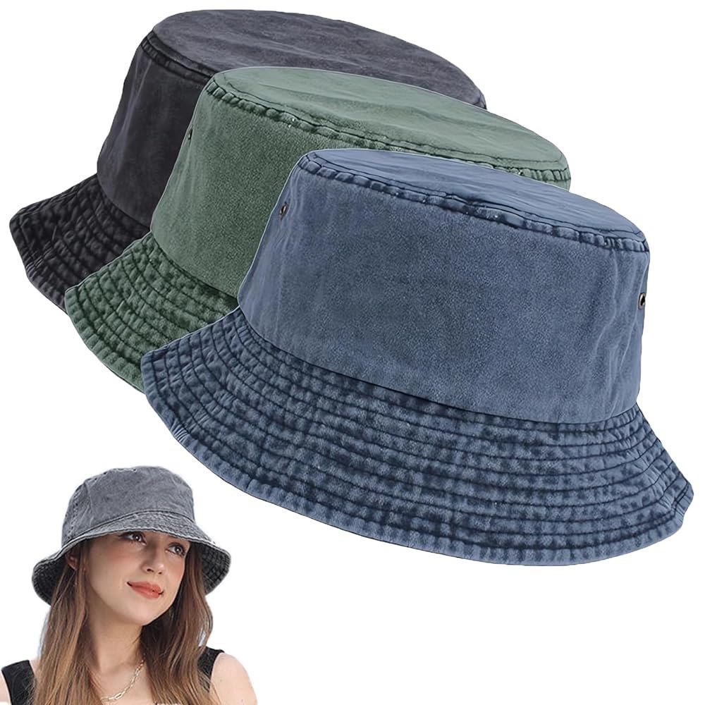 Fisherman Hat for Women, Retro Sun Protection Hat, Washable Versatile Sun Hat, Denim Wide-Brimmed Hat for Men, Wholesale Cross-Border Trade