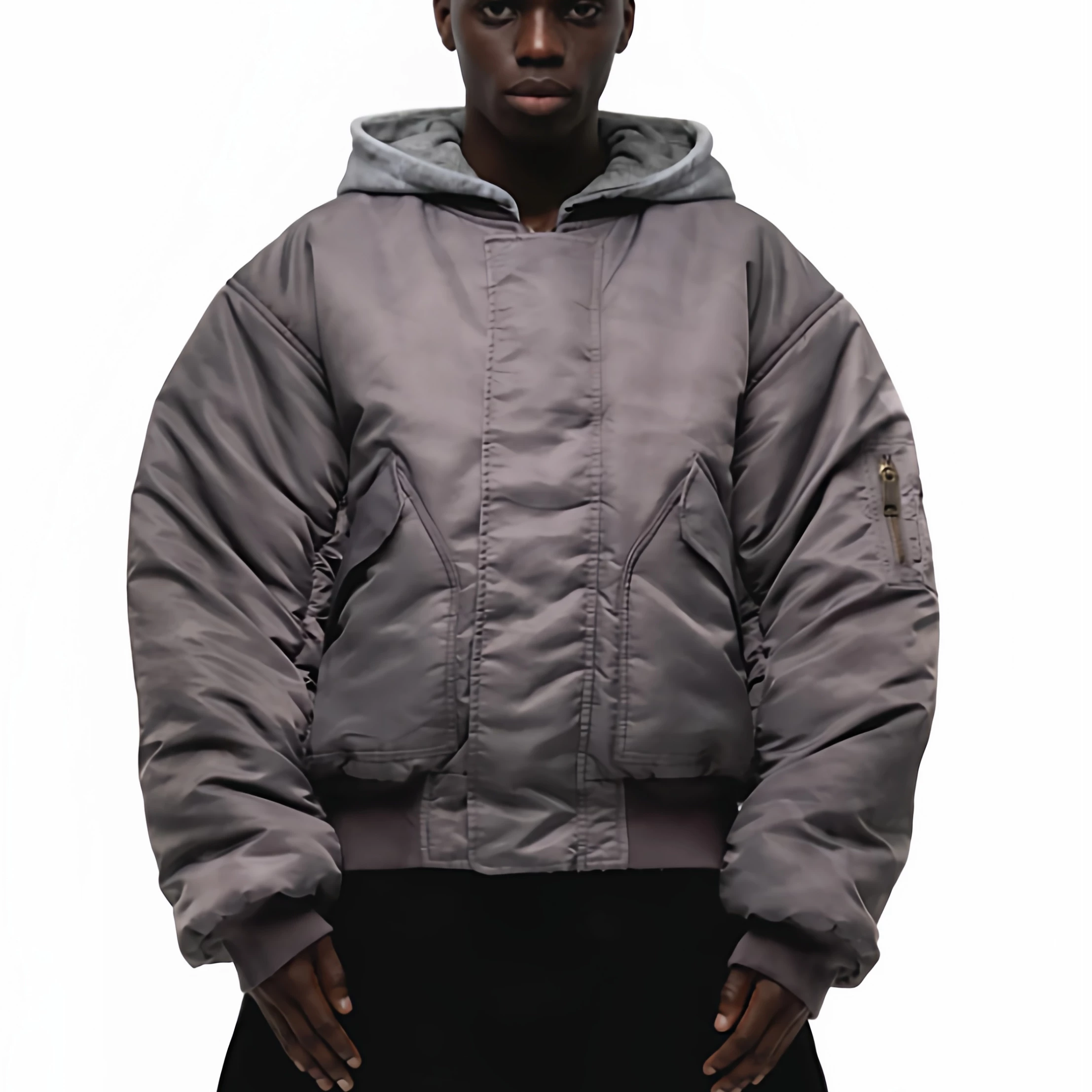 NOfaith studios 25FW double-sided inside waffle red nylon cotton jacket, unisex jacket