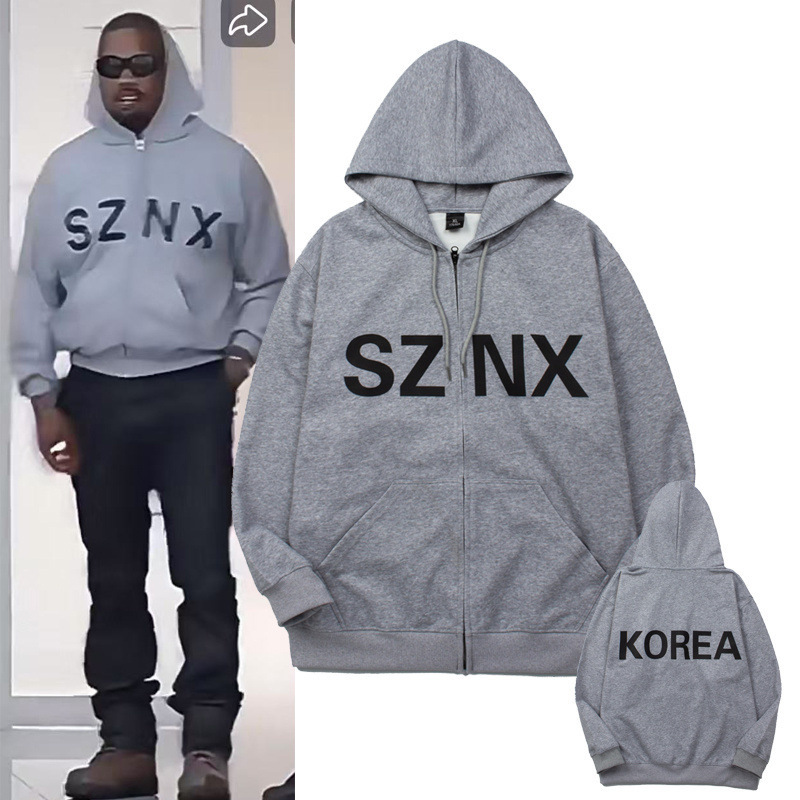 Kanye Korean Concert Merchandise Loose Wide Version Drop Shoulder Zipper Sweatshirt Casual Loose Hoodie Jacket