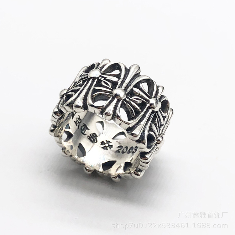 Croton fashion European and American retro hipster cross punk wide face couple ring eternal cold wind ring