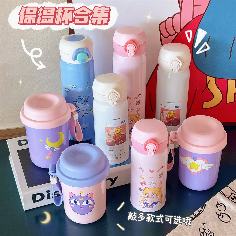 Special free shipping cute water cup large collection stainless steel thermos cup glass creative cartoon student water cup wholesale