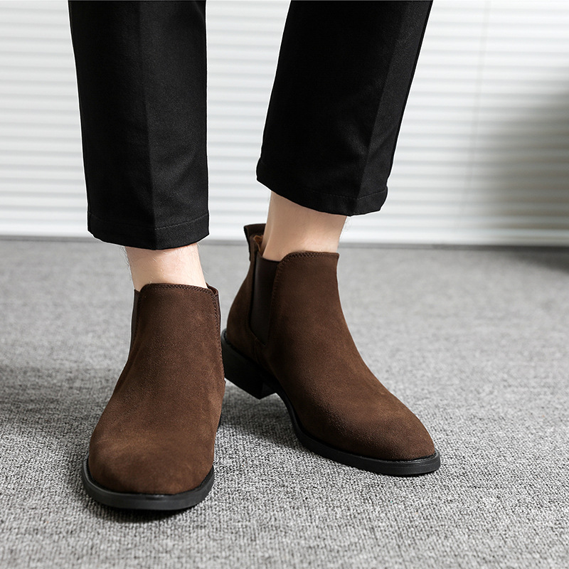 Cross-Border Large Size Men's Shoes Autumn and Winter British Casual Shoes Frosted Shoes Korean Style Short Boots Trendy Suede Chelsea Boots Dropshipping