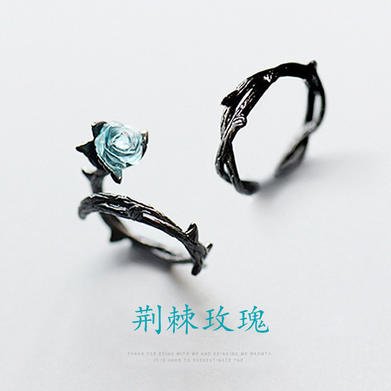 Niche Design Thorn Rose Flower Couple Rings, Möbius Intertwined Hugging Couple Rings, Stackable Couple Rings
