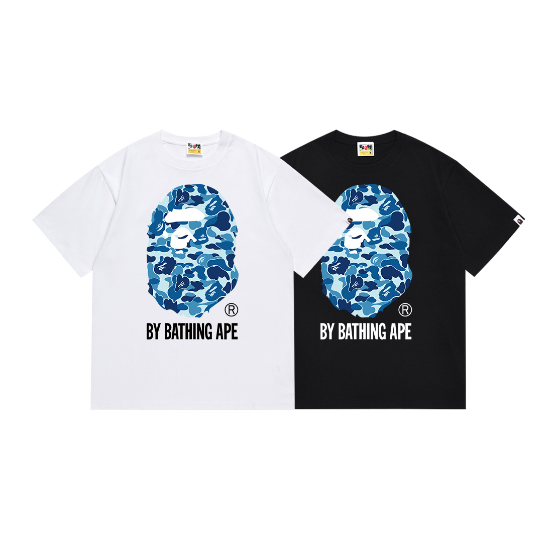 Japanese Trendy Brand Little Monkey Camouflage Print Round Neck Short-Sleeved Casual T-Shirt for Men and Women
