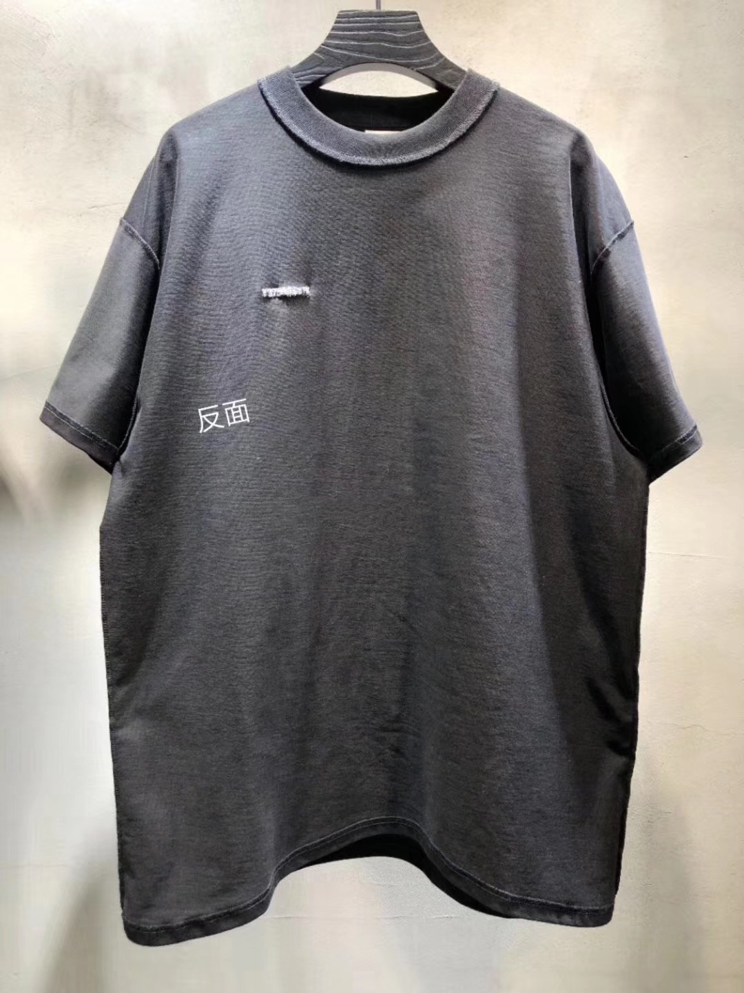 In Stock Ietements Thick Black Unisex Patch Logo Embroidered Oversized Short-Sleeve T-Shirt