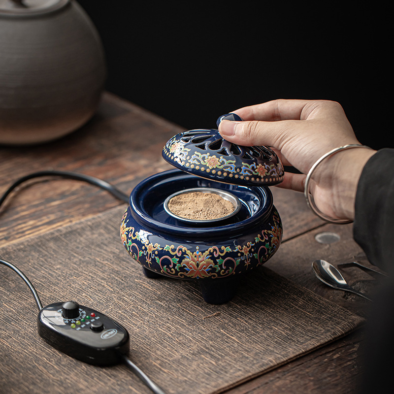 Creative New Product Enamel Digital Aromatherapy Furnace Incense Powder Essence Timed Heating Electric Aromatherapy Furnace Essential Oil Cloisonne Direct Batch