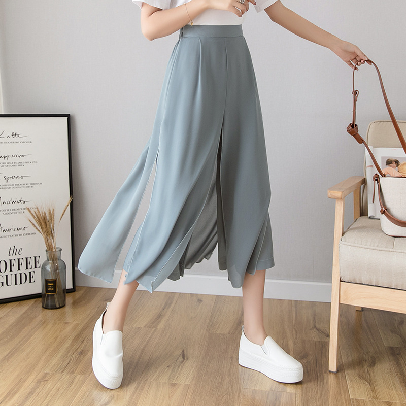 Chiffon wide leg pants spring 2023 new high waist slim pants this year popular skirt pants fashion women's pants