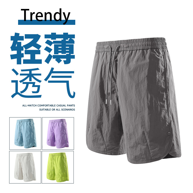 Cross-Border Dopamine Light-Weight Five-Point Shorts for Men, Summer Side-Buttoned Work Shorts, Thin Style Couple Beach Shorts for Men