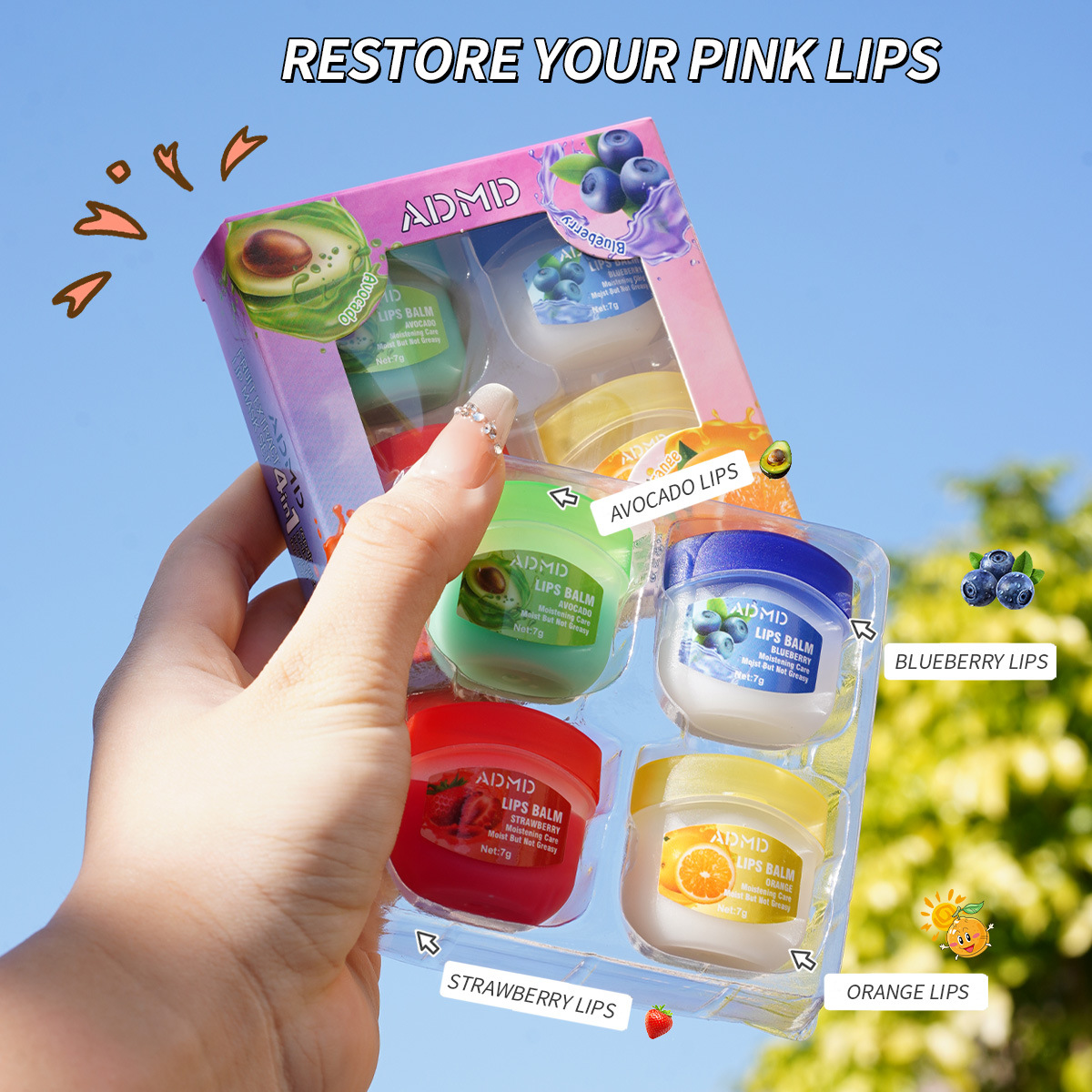 [foreign trade] Classic Lip Balm Rose Flavor 7g Moisturizing Lip Mask Moisturizing Relieving Dry Lips