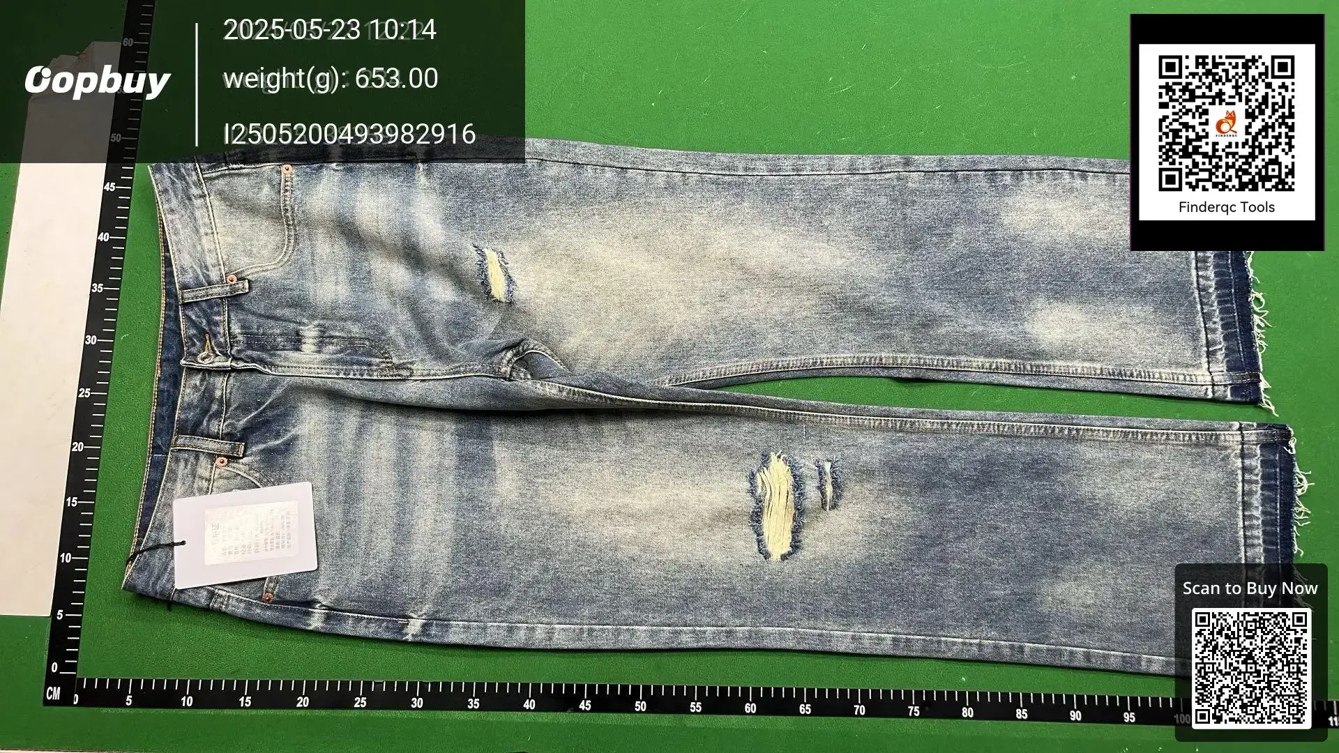 European and American High Street distressed loose casual distressed worn white ripped cat whiskers casual pants jeans flared pants