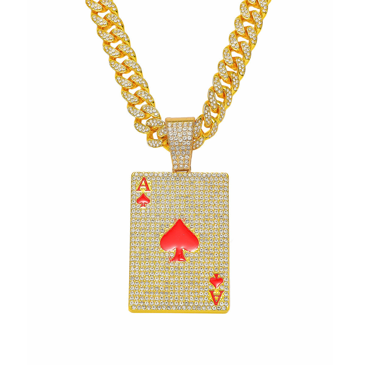 Europe and the United States cross-border new personality hip-hop style poker card red A pendant hip-hop creative personality poker pendant