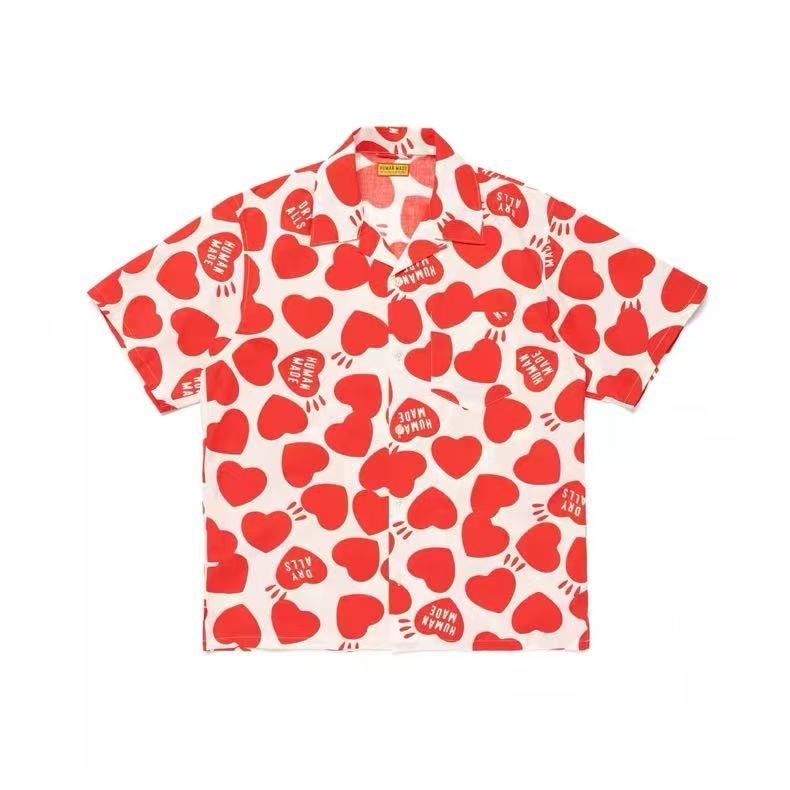 Summer Camouflage Heart Short-Sleeved Shirt, Retro Couple Style, Unisex Trendy Couple Style