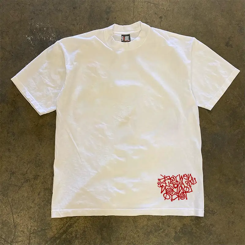 90S90S90S Heavyweight Non-Transparent American Retro Oversized Letter Loose Design Niche Short-Sleeve T-Shirt