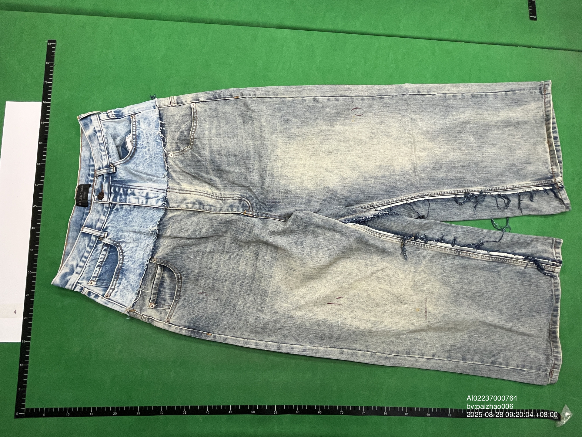 [Ready Stock] Bmc Show Style Cut-Up Double-Layer Double-Waisted Spliced Washed Distressed Wide-Leg Baggy Jeans QC