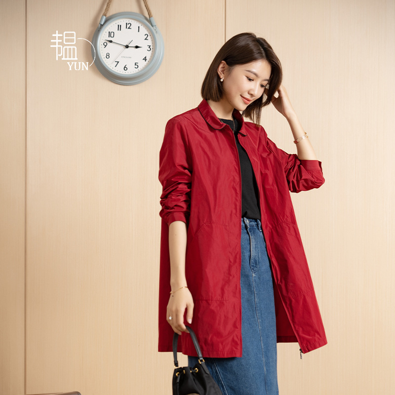 Yun Windbreaker Jacket for Women 2026 Spring and Autumn New Red Mid-Length Jacket Trendy and Elegant Women's Commuter Wear