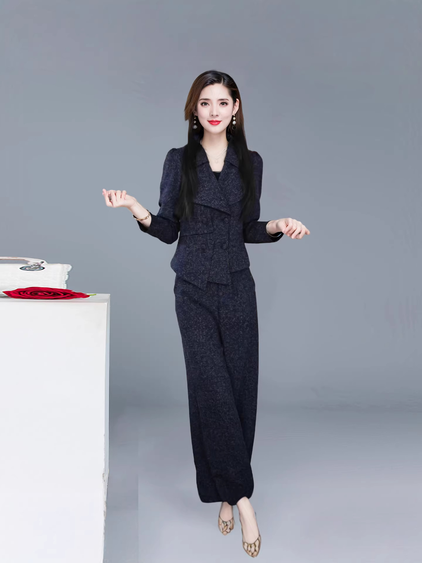 Spring Stylish Fashion Suit for Women 2026 New Korean Style Elegant Slim-Fit French-Style Two-Piece Set