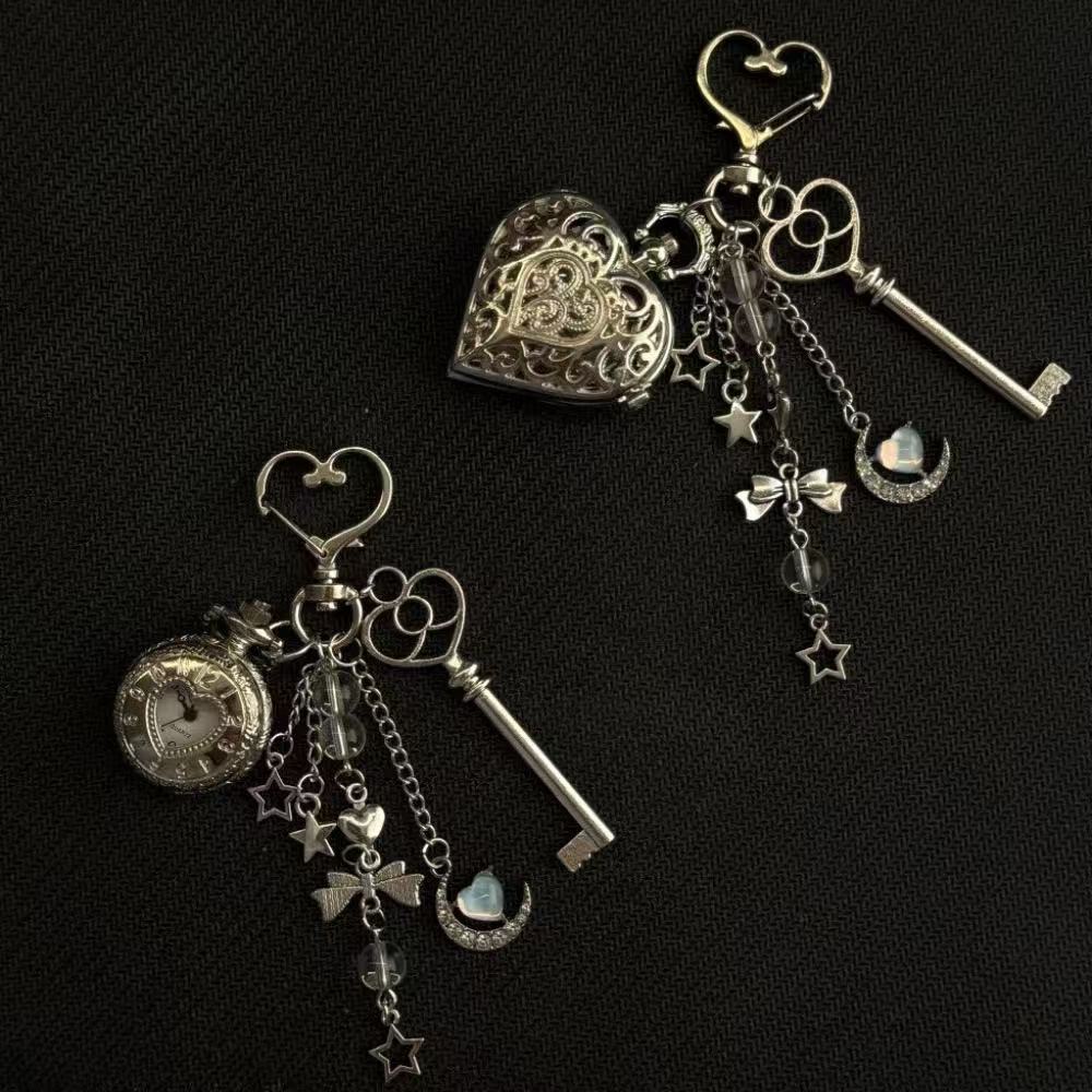 Vintage Retro Hollow-Out Pocket Watch Keychain Bag Pendant Blogger's Same Style Fashion Bag Accessory Item