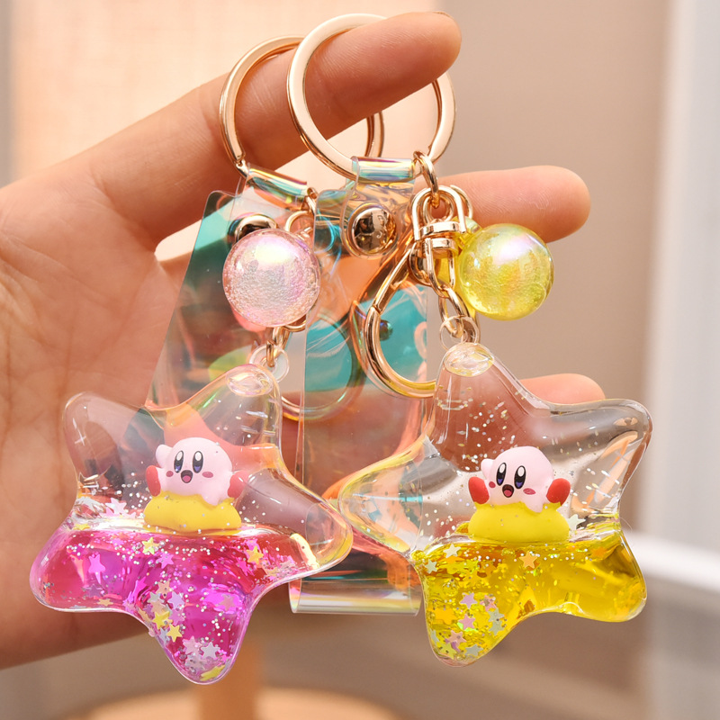 New oil floating cartoon five-pointed star keychain pendant personalized trendy couple backpack accessories supply