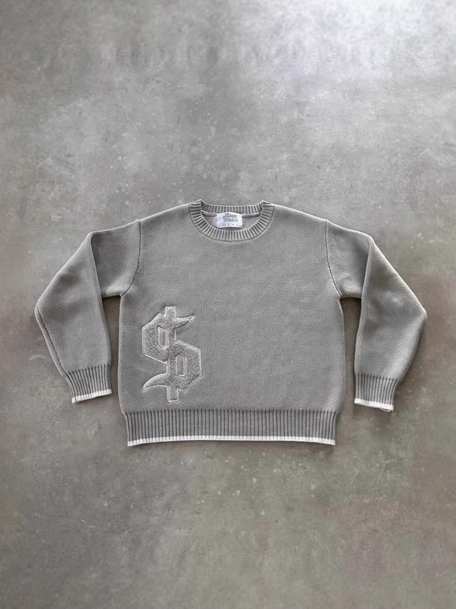 Cross-border European and American Retro Street Casual Loose Long-sleeved Top Autumn and Winter Warm Pullover Crewneck Knitted Sweater for Men