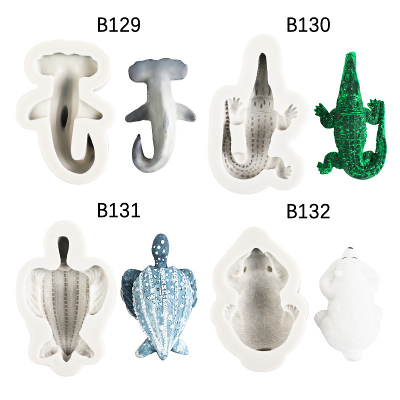 Cartoon marine life crocodile turtle polar bear Shark cake decoration silicone mold fondant baking chocolate