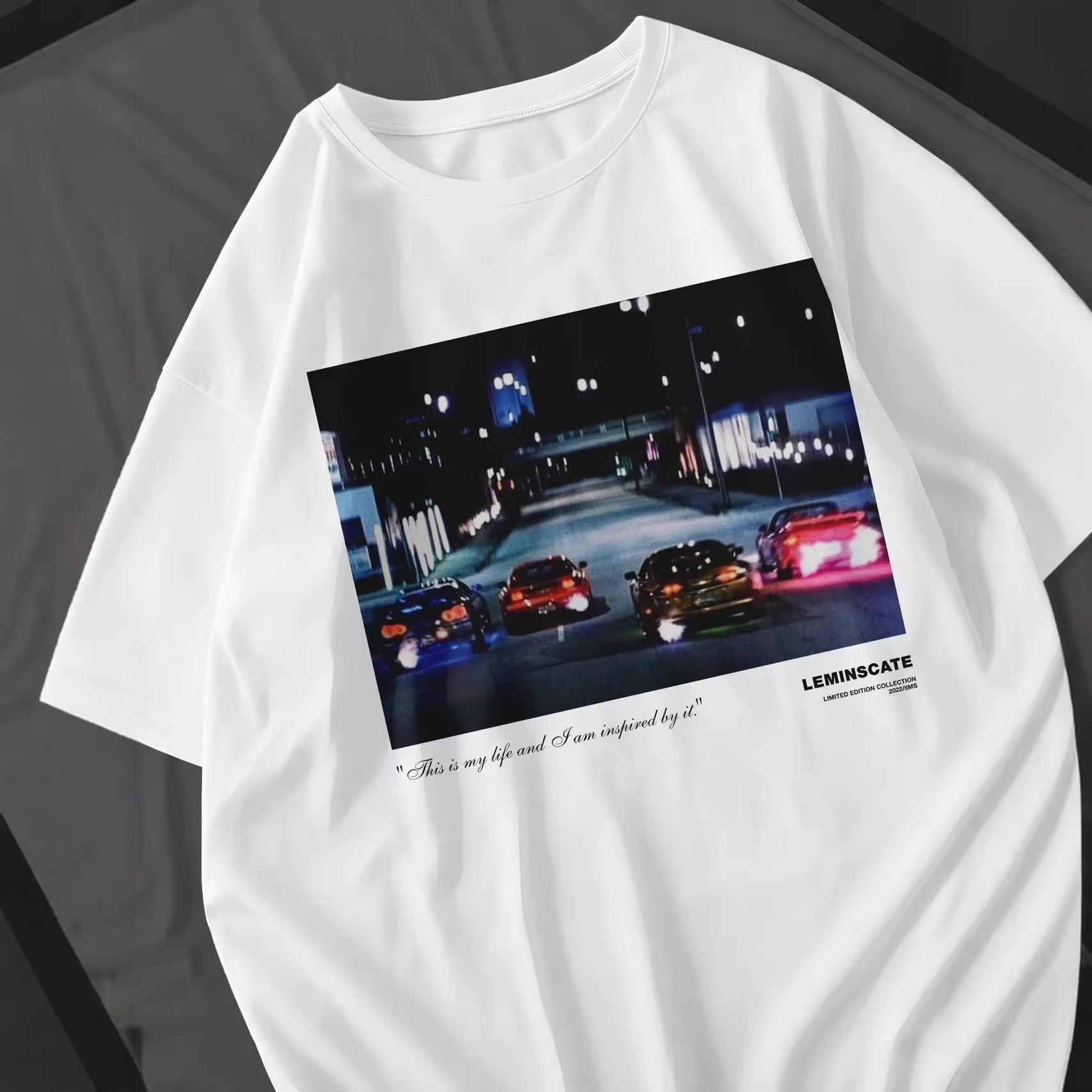American Street Racing Print Short-Sleeved T-Shirt for Women, Summer Trendy Brand Loose Oversize Casual Top