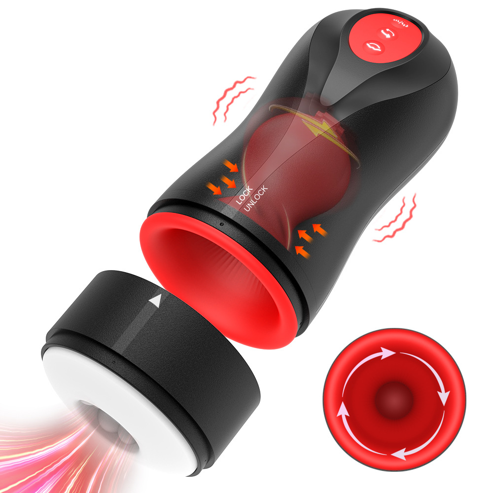Male Sex Trainer Penis Peristaltic Airplane Cup Dual-use Root Sucking Head Rotary Desensitization Trainer