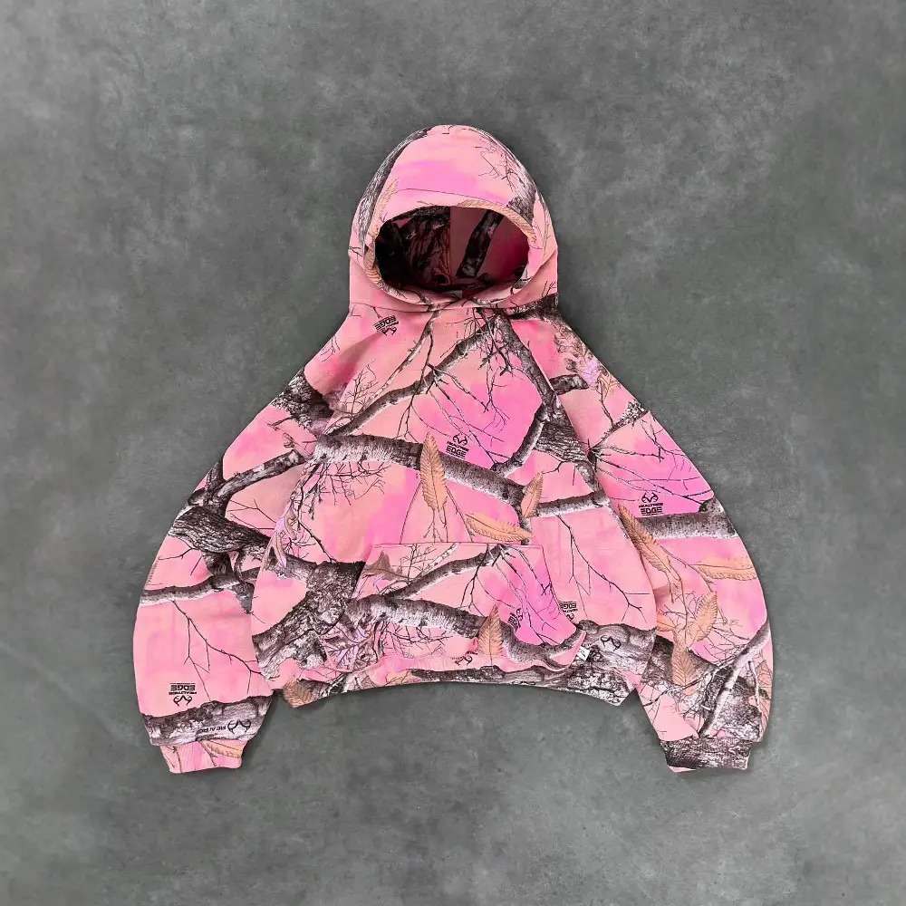 International Station Pink Striped Camouflage Pair Bumping Loose Fashion Spring Hooded Sweatshirt
