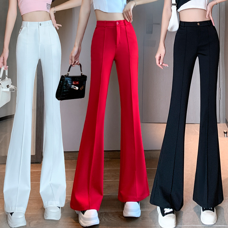 Bell-Bottomed Pants for Women Spring & Fall High-Waisted Slimming Look and Drapedy 2025 New Fashion Casual Trousers Black Micro-Flared Long Pants