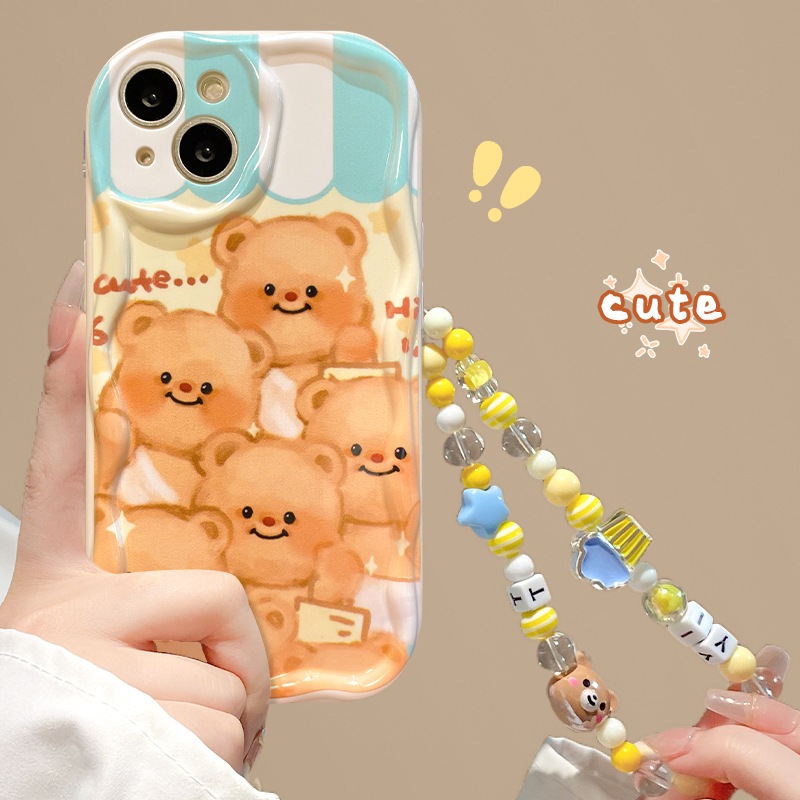 Butter Bear Chain Suitable for Apple 15 Phone Case iPhone 17 Pro Max Soft Silicone 16 Cute Cartoon 14