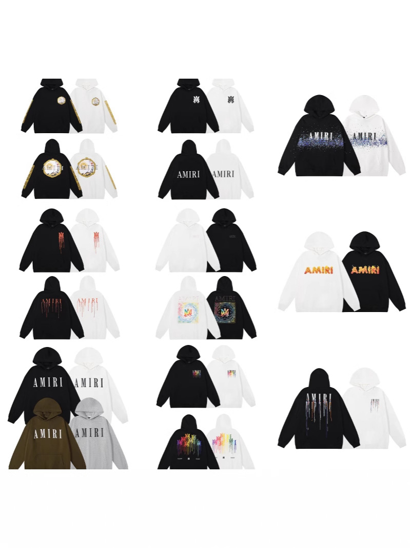 Cross-Border Trendy Brand 2025 Autumn and Winter High-Quality Version Amiri Letter Logo Printed Pure Cotton Men's and Women's Hooded Sweatshirts