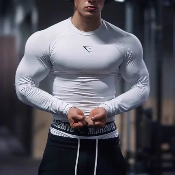 New High-Elasticity Fitness Clothing Men's Camouflage Sports T-Shirt Muscle Training Cycling Tight Top Gymsahrk