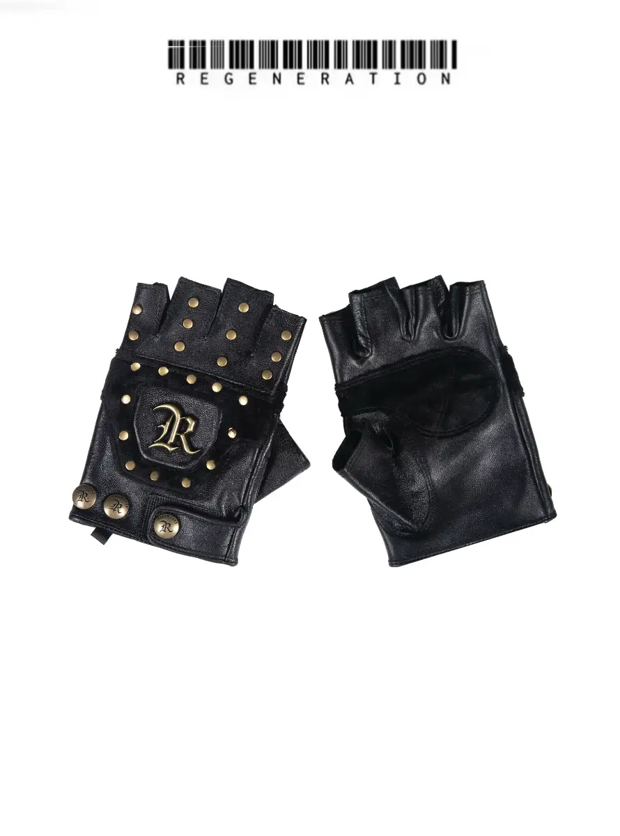Regen Zone25Fw "Riot" Animal Paw Rivets Import Goatskin Patchwork Short Hair Boxing Motorcycle Gloves