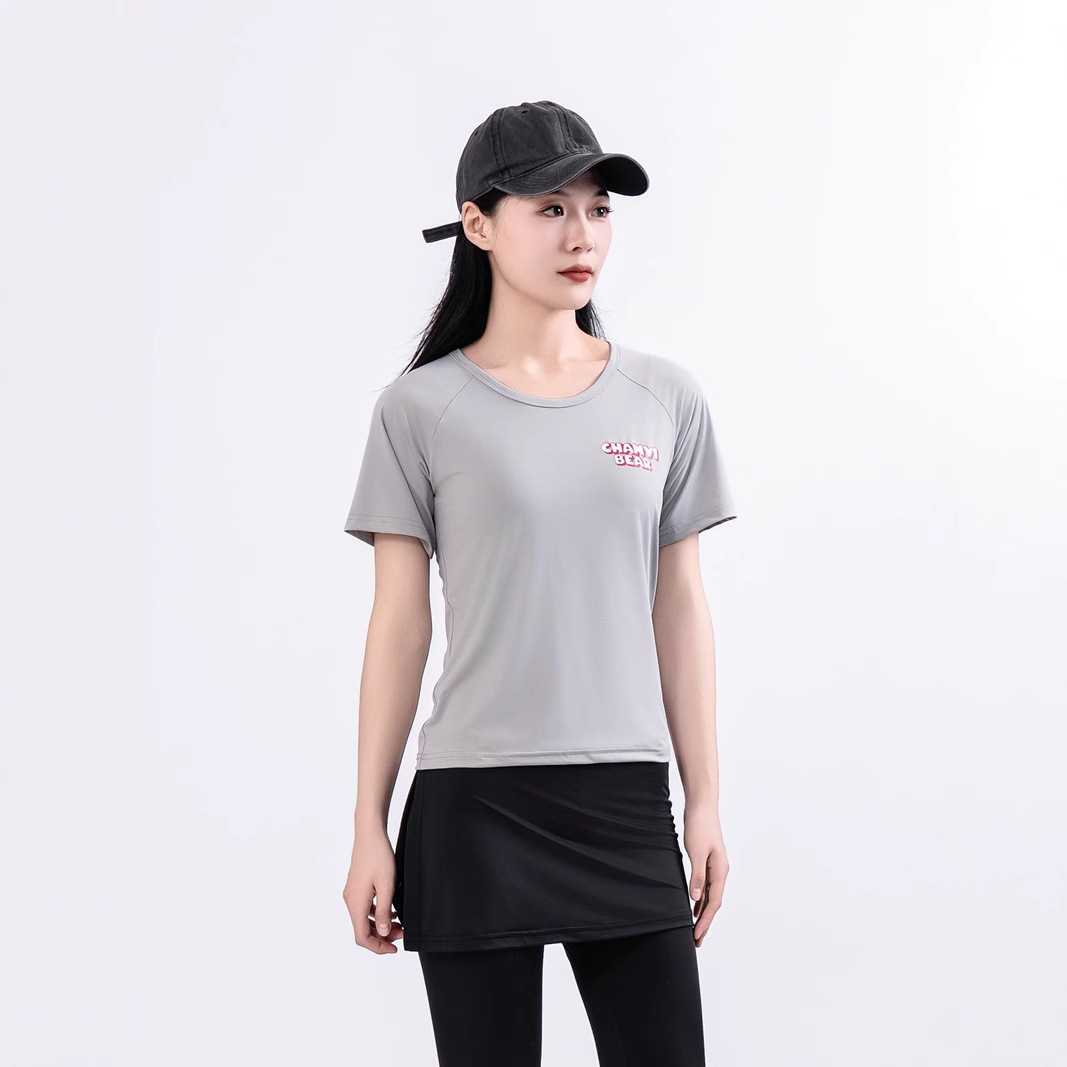 Summer New Style Raglan Short-Sleeved Breathable Quick-Drying T-Shirt for Women Quick-Drying Clothing Running Summer Outer Sportswear Quick-Drying Clothing for Women