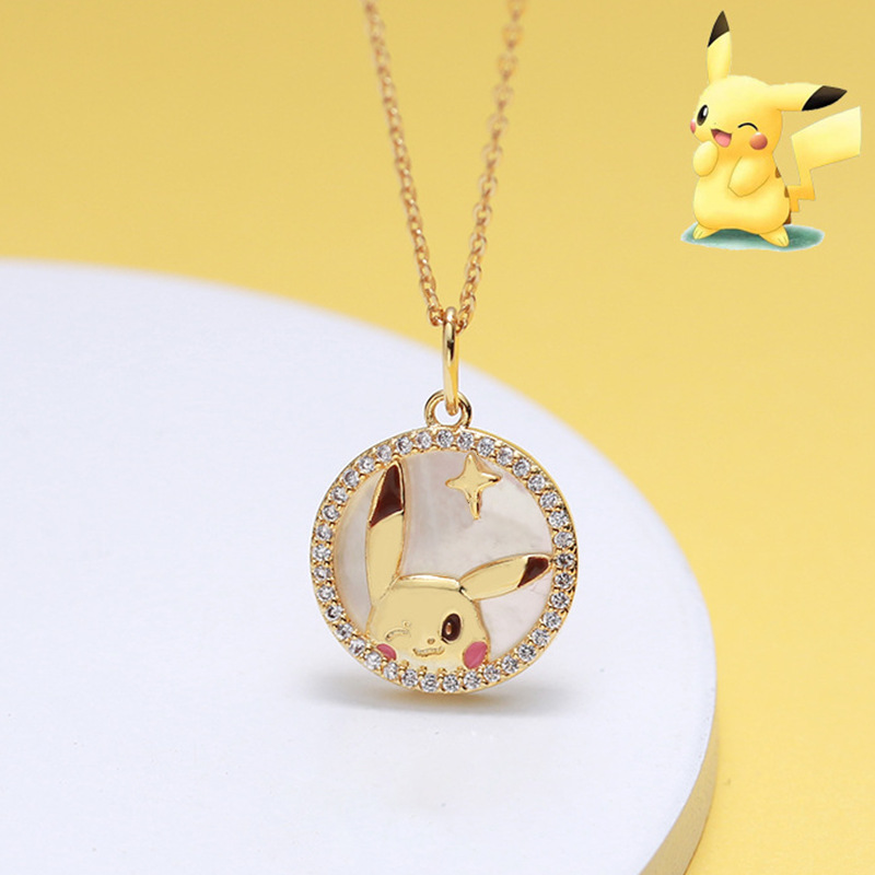 New White Shell Pikachu Pendant Necklace Baokemeng Pendant Fun Cute Elf Clavicle Chain Couple Gift